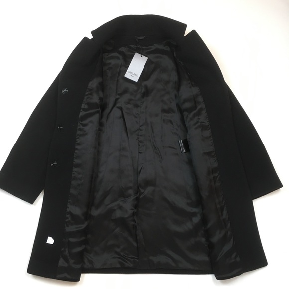 Cinzia Rocca Black Cocoon Pea Coat Wool Cashmere Stand Up Collar Large - Picture 8 of 13